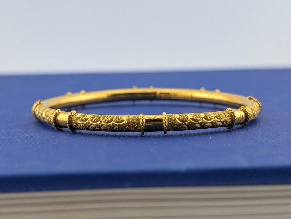 23 Karat Gold Textured Bangle-15.1g